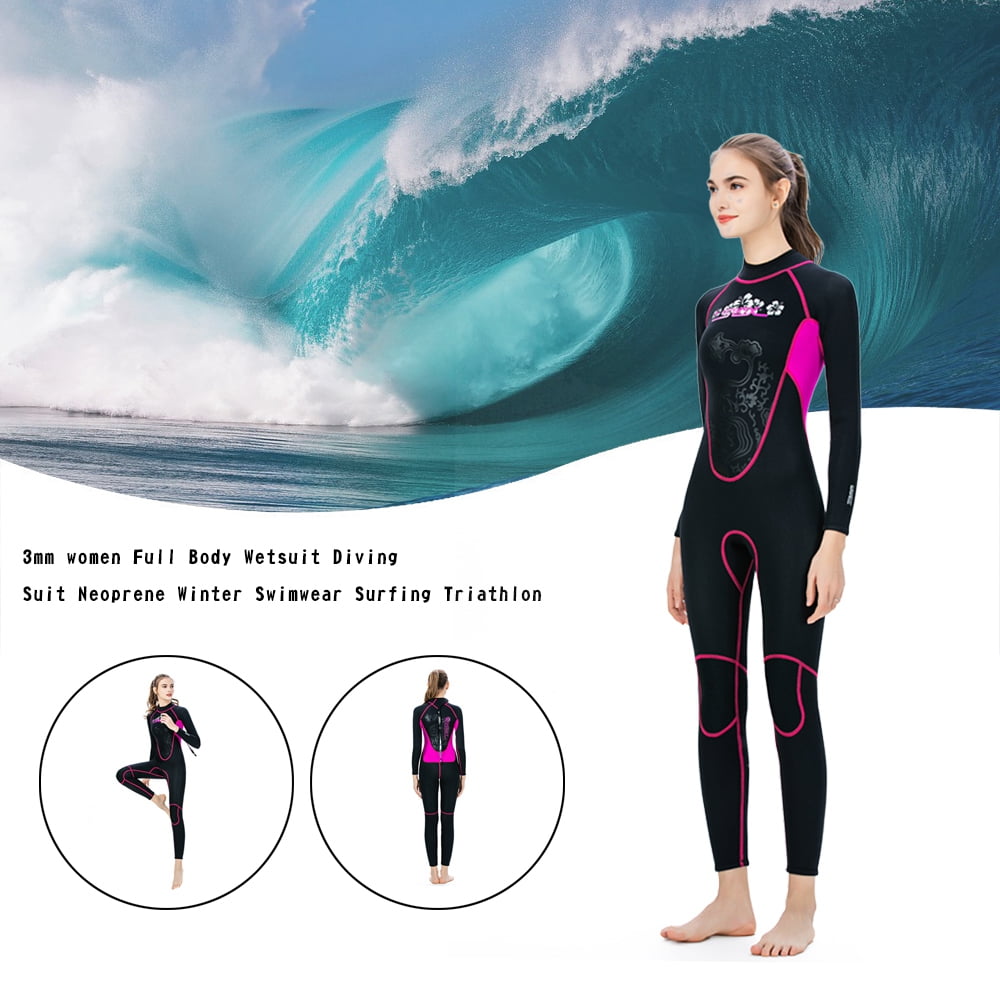 5mm Women Neoprene Wetsuit Surfing Diving Suit Full Body Snorkeling Triathlon, S(EU36 inch)