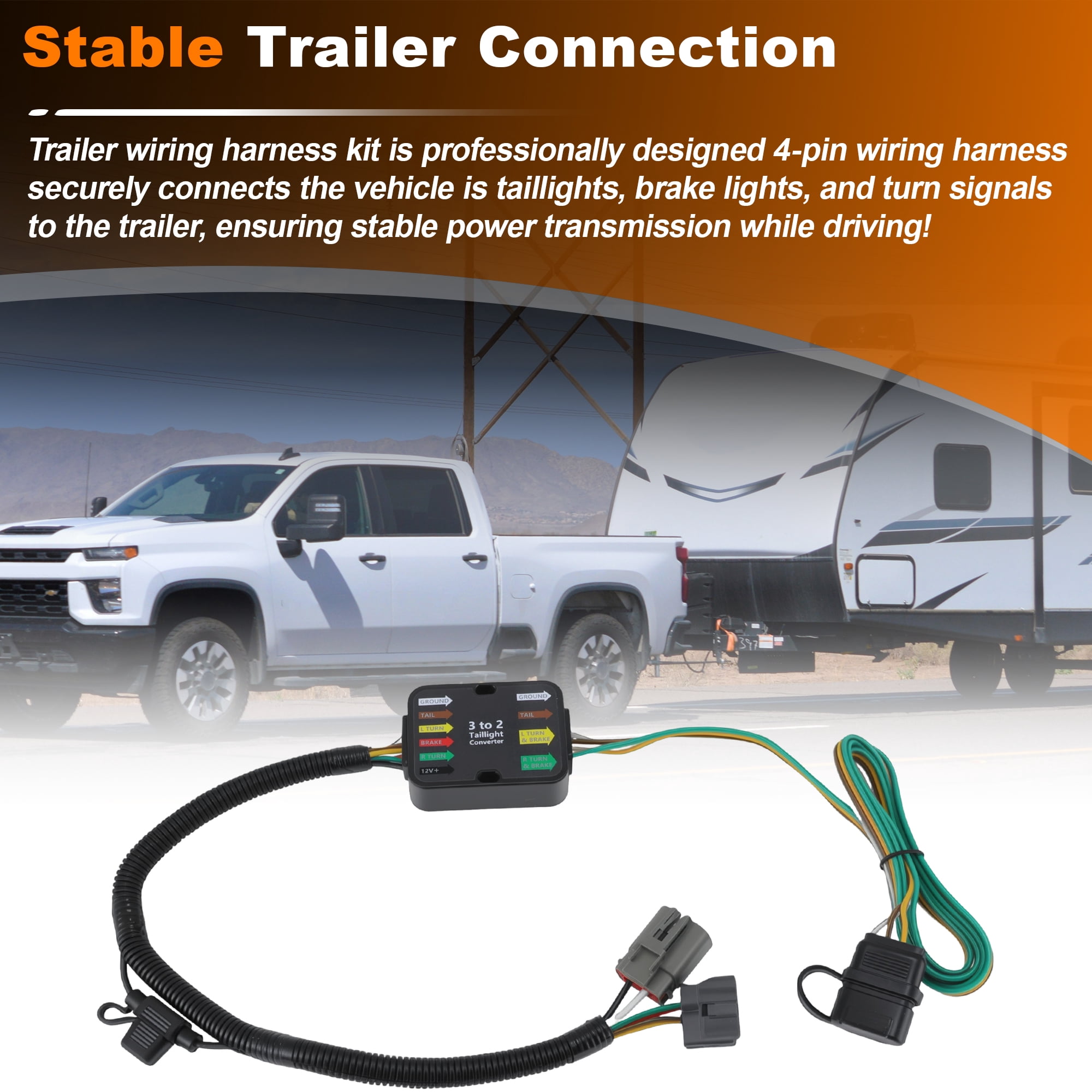 Unique Bargains 4 Pin Trailer Wiring Harness Kit for Hyundai Santa Fe and for Kia Sedona