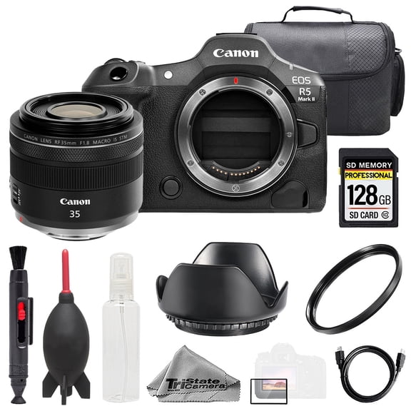 Canon EOS R5 II Camera   35mm f/1.8 Macro IS STM Lens  128GB  Bag  UV Filter- Basic Kit (International Version)