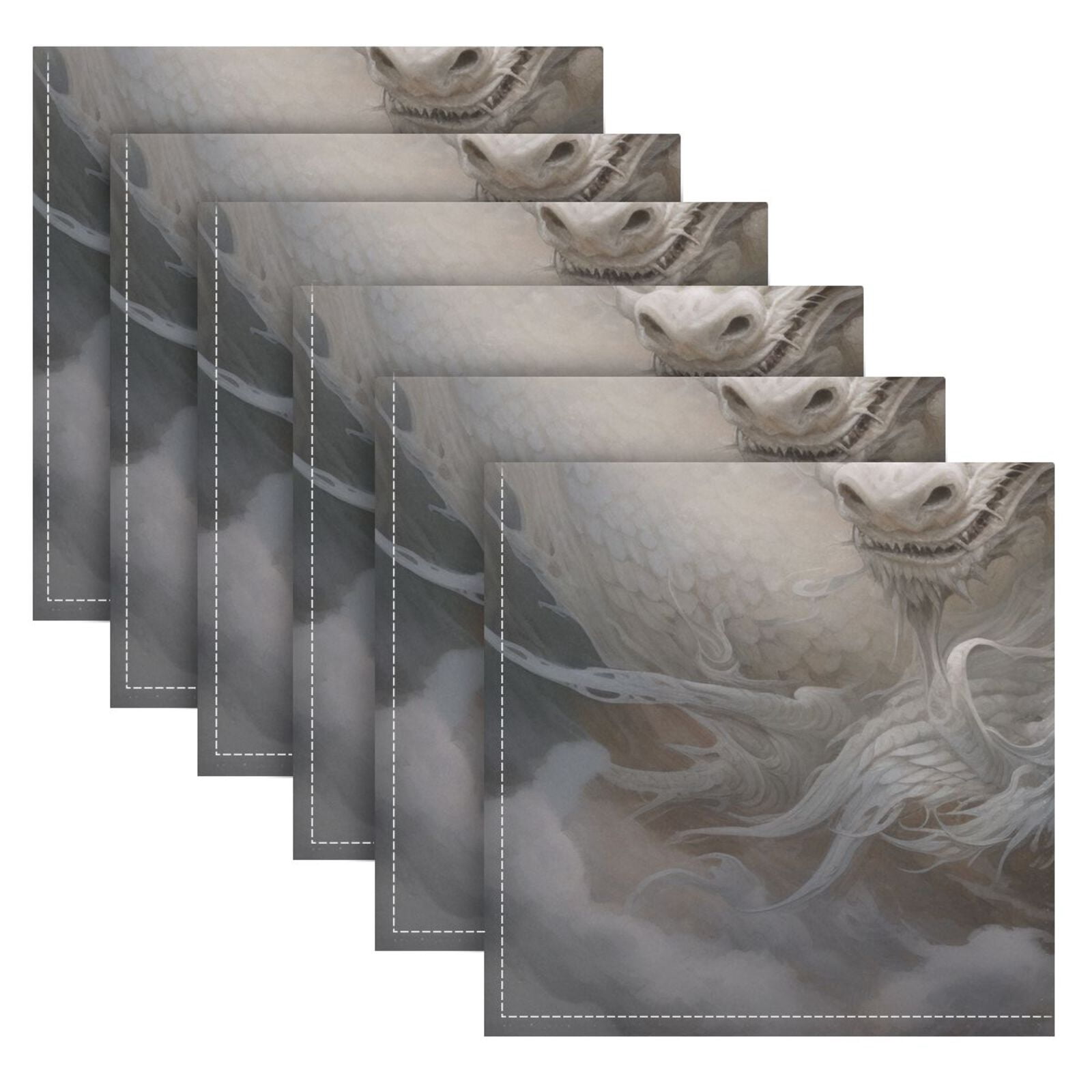 JSTEL Chinese Dragon Cloth Napkins Set of 6, 20x20 Inch Washable and Reusable Napkin for Decoupage Dinner Party Everyday Use
