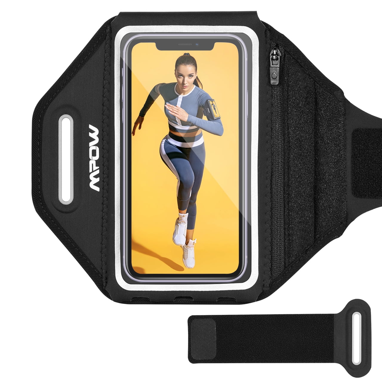 Mpow Running Armband up to 6.2” Full-Screen Size, Secure Adjustable Armband with Increased Storage Space& Sweat Guide Groove for Running, Jogging, Hiking, Gym