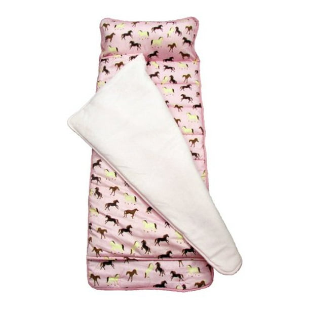 SoHo Nap Mat for Toddlers, Pink Horses, With Pillow and Carrying Strap