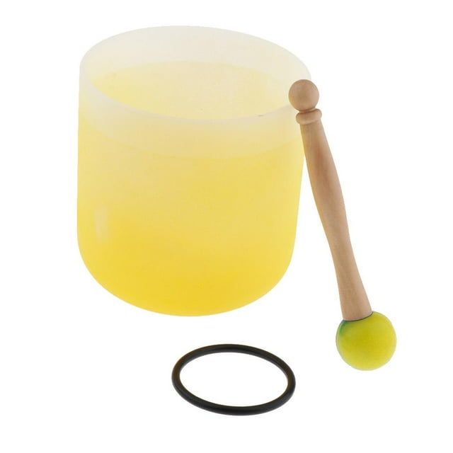 Cuenco Para De Cristal De Con Nota C De 7 Pulgadas Con Mazo Y Junta Tórica Instrumento De Rejación De Sonido, 5 Colores Para Elegir Amarillo CUTICAT Cuencos de cristal de cuarzo