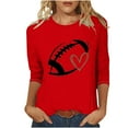 thumbnail image 2 of Fznquz Game Day Shirts Women Red Crewneck 3/4 Sleeve Shirt Funday Sunday Spring Fall Casual Fashion for Women XXXL, 2 of 4