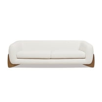 Jennifer Taylor Home Alpine 90.5" Modern Scandinavian Boucle Minimalist Round Arm Sherpa Sofa, Ivory White
