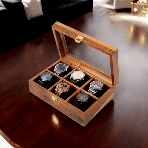 Personalised Handmade Wooden Watch Box for Men, Display & Storage Case for Timepiece, Jewelry Box for Women, Vintage Watch Box, Gift for Him