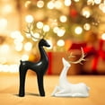 thumbnail image 6 of Souew Black and white deer ornament, Christmas Reindeer Figurines Set Modern Deer Statues For Holiday Decor, 6 of 9