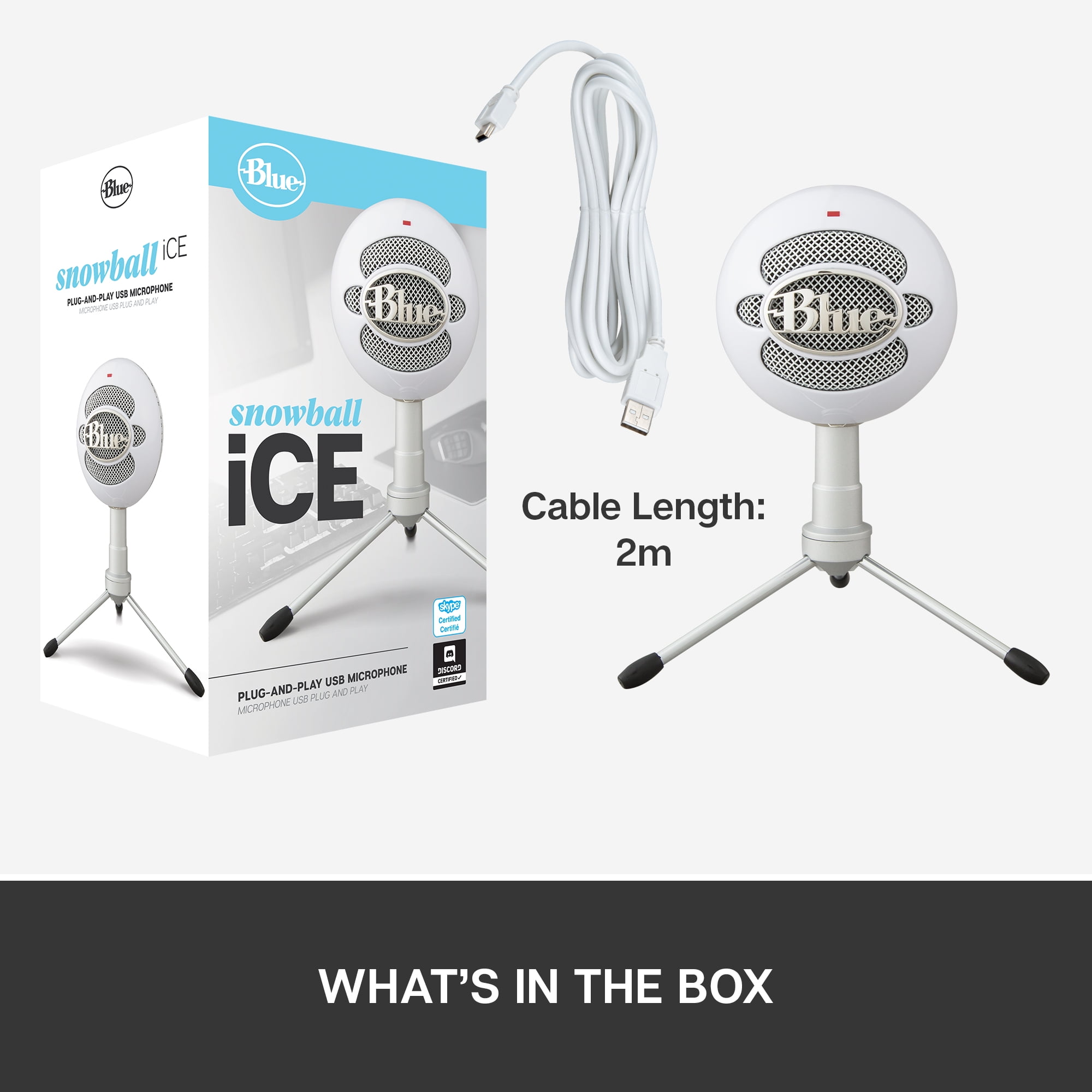 Blue iCE Plug Play USB Microphone for Recording, Streaming, Podcasting, Gaming on PC and Mac, with Cardioid Condenser Capsule, Adjustable Desktop Stand and USB cable, White Walmart.com
