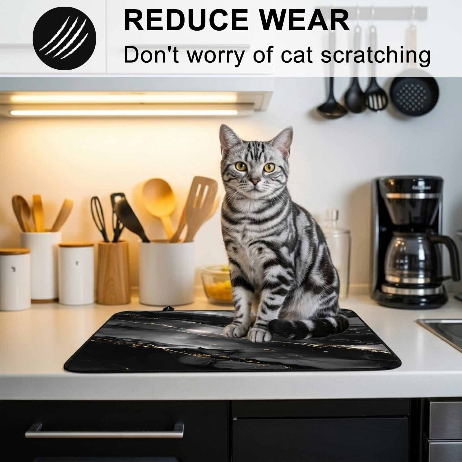 Blake Gray Marble Stove Top Cover for Electric Stove, Heat-proof & Non Slip Glass Top Stove Cover Protector, Modern Abstract Art Marble Crack Kitchen Flat Cooktop Rubber Mat 24x21 Inches