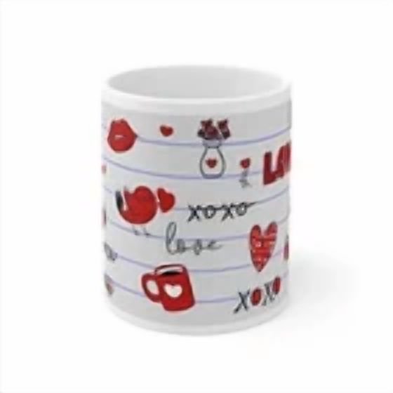 Valentine Doodles Ceramic Mug 11Oz