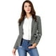 thumbnail image 2 of Blazer a rayas con cierre de Botón y Bolsillo con solapa para Mujer Allegra K Negro XS, 2 of 6