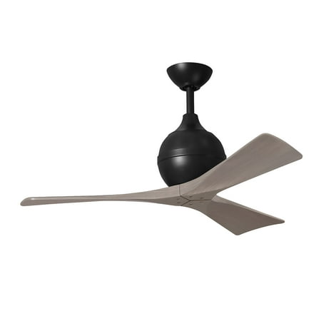 

Irene-3 three-blade paddle fan in Matte Black finish with 42 gray ash tone blades.