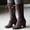 Brown, variant on Bmisegm Women Fashion Casual Vintage Retro Mid-Calf Boots Lace up Thick Heels Shoes Black 8