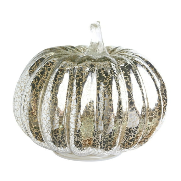 KMMYS Glass Pumpkin Light, Decorative Pumpkin Lamp, Battery-Powered Sparkling Glass Decor, Versatile Autumn Home Decoration, Fall-Themed Tabletop Centerpiece, Festive Thanksgiving Accent