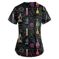 thumbnail image 3 of Iaqnaocc Scrubs for Women Plus Size Cartoon Print Nurse Uniforms Trendy V-Neck Side Slits Scrub Tops Party Short Sleeve Tees Blouse with Pockets Navy L, 3 of 4