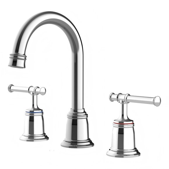Bathroom Faucet Widespread 8" 3-Hole Sink Faucet in Chrome – Dual-Handle Design with 360° Swivel Spout, Pop-Up Drain & Supply Lines Included
