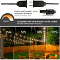 thumbnail image 4 of Outdoor String Lights 150ft, G40 Led Patio Lights with 75pcs Plastics Bulbs,Waterproof Shatterproof Dimmable Globe Outside Hanging Lights for Cafe Bistro Backyard Gazebo Balcony Party, Black, 4 of 13