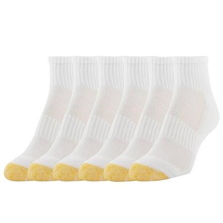 

Gold Toe Women s Half Cushion Sport Quarter Socks with Mesh 6-Pairs White Medium