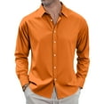 thumbnail image 2 of GrmtClth Mens Button Down Shirt Long Sleeve Slim Fit Dress Shirt Vintage Soft Solid Formal Shirt Saffron M, 2 of 7