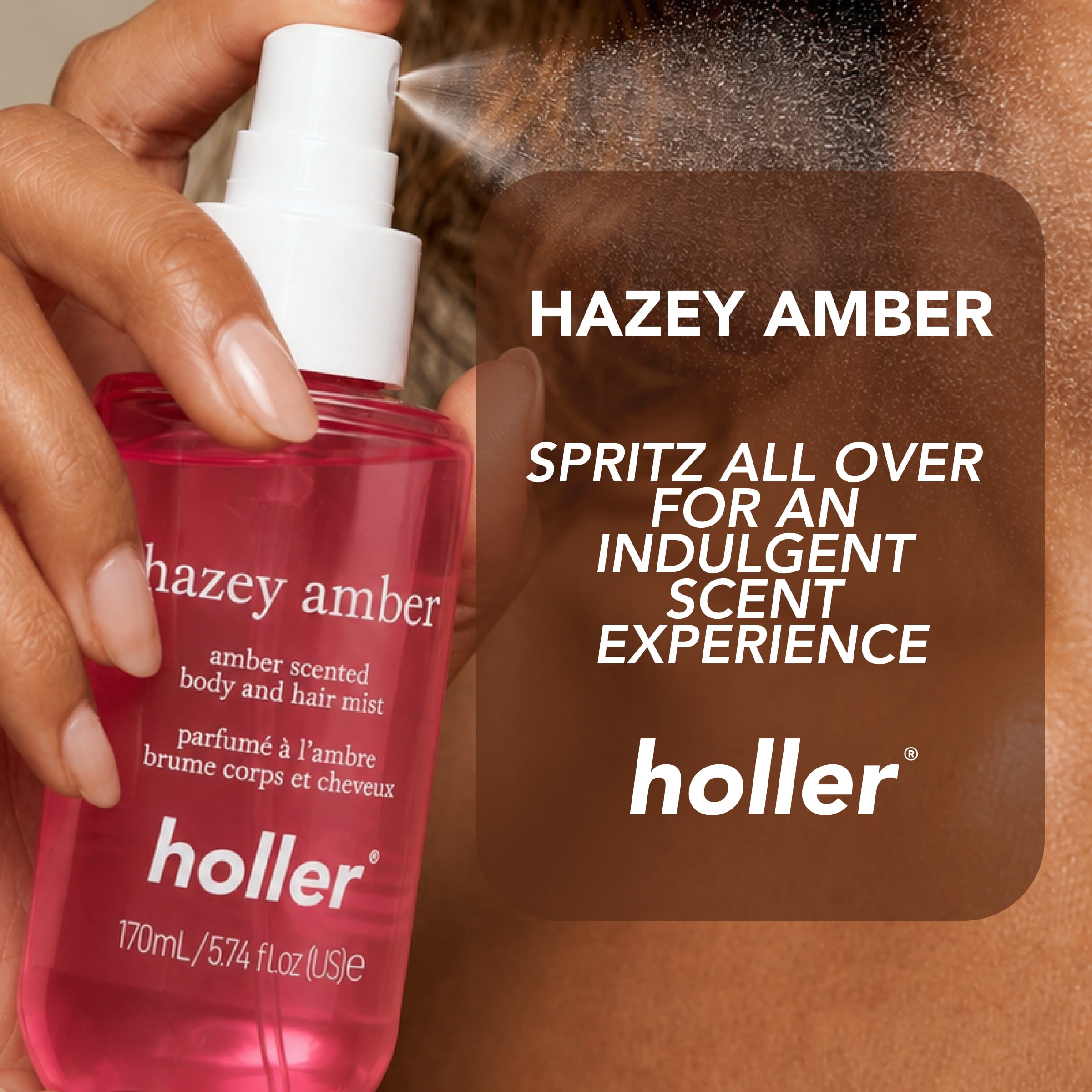 Holler Hazey Amber Amber Scented Body and Hair Fragrance Mist, 5.7 fl oz