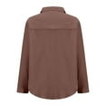 thumbnail image 5 of XFLWAM Long Sleeve Button Down Shirts for Women Collared Lightweight Textured Casual Shacket Tops Brown M, 5 of 7