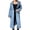 Blue, variant on Women Denim Long Coat Buttons Classic Denim Collared Jacket