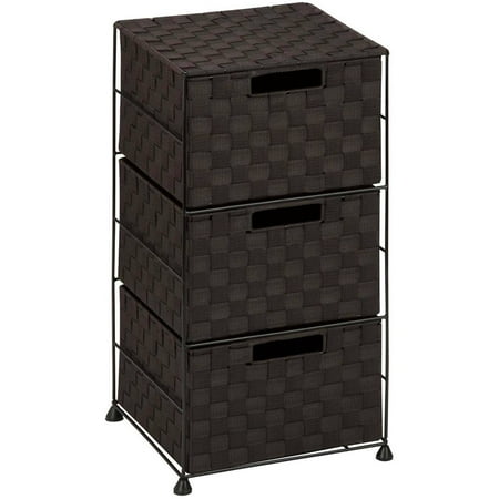 Honey Can Do Steel Wire Rolling Cart with 3 Woven Fabric Drawers, Brown