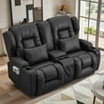 thumbnail image 1 of IPKIG Loveseat Recliner Sofa, Double Manual Recliner RVs Sofa with Storage Console, Side Pockets Cup Holder, Wingback Loveseat Reclining Couch for Living Room, Bedroom, RVs, Black, 1 of 7