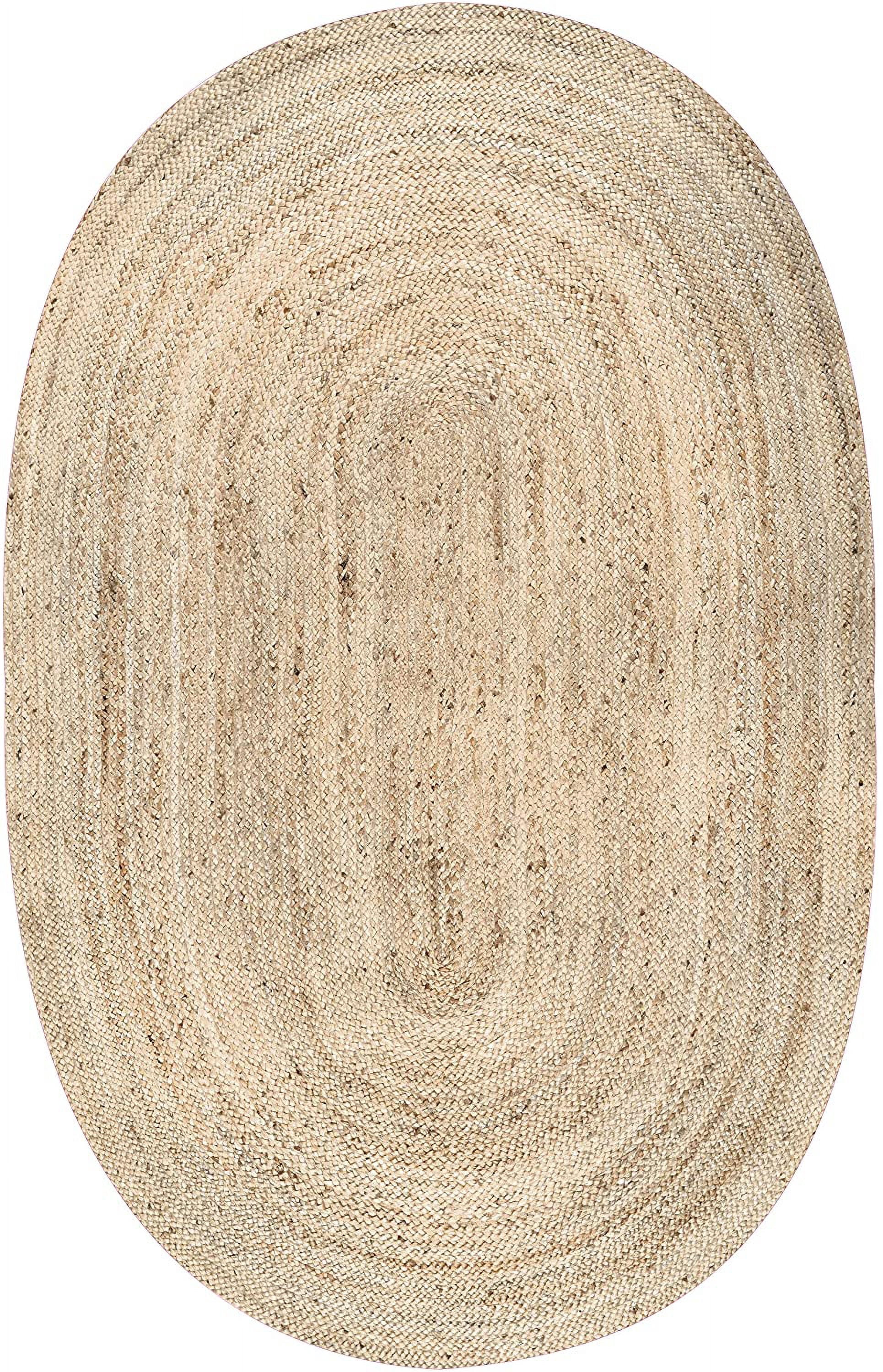 Indian Handmade Braided Natural Farmhouse Jute Oval Shape Area Rugs , Home Décor Rugs Size 8 x 11 Feet