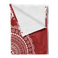 thumbnail image 2 of Mandala Soft Flannel Fleece Throw Blanket, Traditional Paisley Design with Side Frame Borders Image Illustration, Cozy Plush for Indoor and Outdoor Use, 60" x 80", Burgundy White, by Ambesonne, 2 of 5