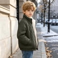 thumbnail image 5 of DJDLJWCJ Boys Winter Coat Fleece Lined Thicken Warm Quilted Jacket Solid Color Comforty Down Jacket Army Green Size 11, 5 of 9