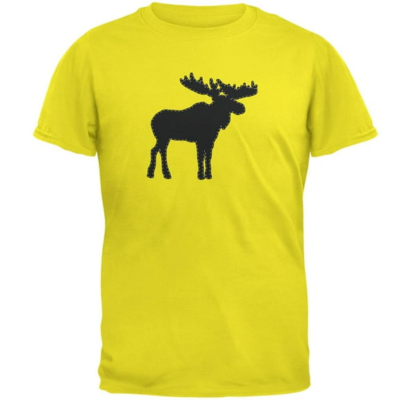Moose Faux Stitched Mens T Shirt Bright Yellow X-LG