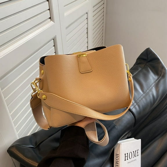 Women Bucket Bag Top Handle Crossbody Purse Vintage PU Leather Shoulder Satchel Fashion Tote Handbag for Work Travel Gifts