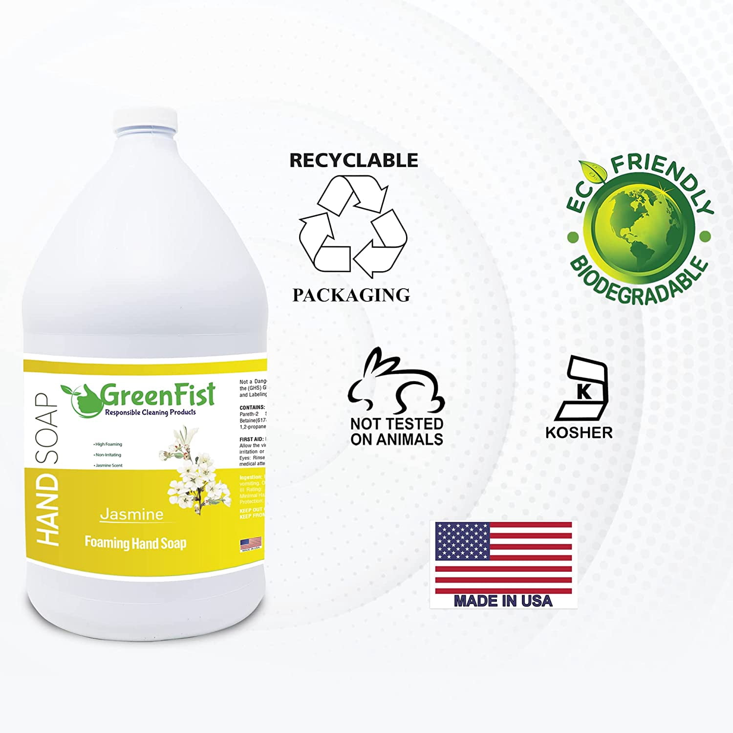 Foaming Hand Soap Refills Jasmine Scent Jug Foam Refill Made in USA, 128 ounce (1 Gallon)