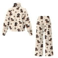 thumbnail image 5 of SCRAWLGOD Valentine's Day Decor Dachshund Paws Heart Print Beige Women's 2 Piece Outfits Casual Long Sleeve Turtleneck Sweatshirts Wide Leg Pants with Pockets Fashion Comfy Tracksuit Sets, XS, 5 of 7