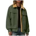 thumbnail image 2 of EOYWHK Corduroy Jackets for Women Fleece Linen Vintage Coats Button Down Fuzzy Thicken Cropped Jacket, 2 of 8