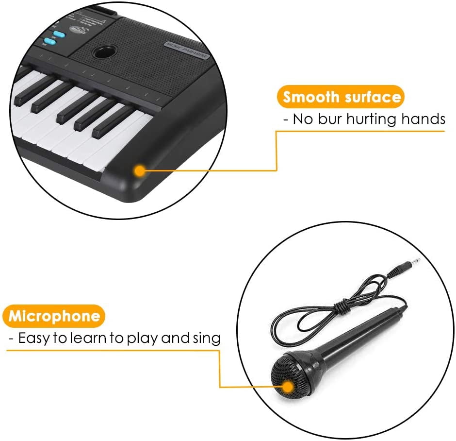 Music 61-Key Keyboard Piano Kids Portable for Beginners with Microphone Sheet Stand