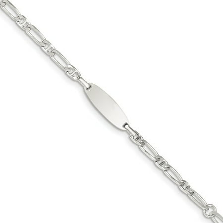Sterling Silver Polished Engravable Childrens ID Bracelet