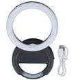 thumbnail image 1 of Anillo de luz con clip para teléfono, rotación de 180 grados, 3 colores, anillo de luz LED para selfies, para teléfonos, tabletas, portátiles, negro, 1 of 10