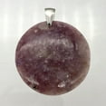 thumbnail image 1 of Natural Lepidolite Large Round Sterling Silver Pendant | 45mm | 2 1/16" Long |, 1 of 9