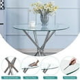 thumbnail image 5 of Round Glass Dining Table,Clear Kitchen Table with Tempered Glass Tabletop and Tripod Chrome Legs,Round Glass Table for Restaurant/Dining Room 35.43" D x 35.43" W x 29.5" H (Silver- 4 Legs), 5 of 18