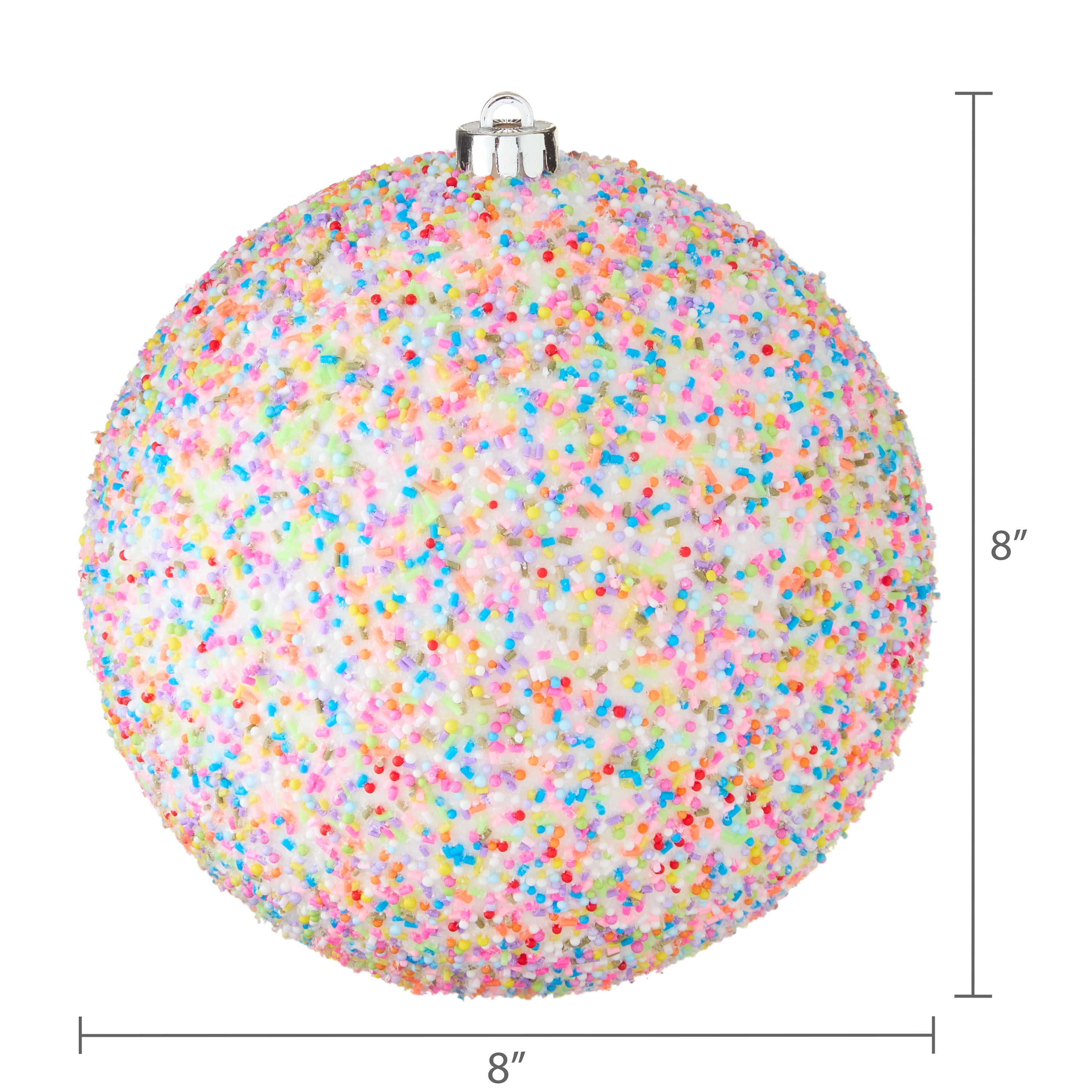 2-Count White Glitter Jumbo Christmas Shatterproof Ornaments with Colorful Beads, 7.87 in, by Holiday Time