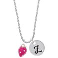 thumbnail image 1 of Delight Jewelry Silvertone Large 3-D Hot Pink Strawberry with Crystals Silvertone Script Initial Disc - Z - Charm Necklace, 20"+3", 1 of 4