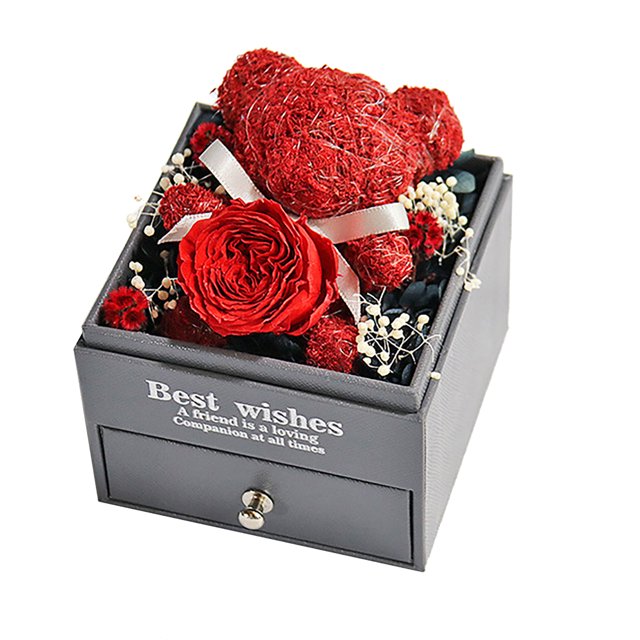 Joyero FLhrweasw - Caja organizadora joyas rosas preservadas para seres queridos rojo