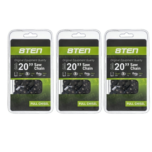 8TEN Chainsaw Chain 20 inch 3/8 Pitch 70 DL for Echo Poulan Husqvarna 3 Pack 810-CCC2235H