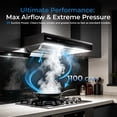 thumbnail image 2 of ROBAM 36-Inch Wall Mount Range Hood A832, 1100 CFM Powerful Kitchen Hood, Ducted/Ductless Convertible, 9-Speed Slide & Touch Control with Delay Shutoff & Charcoal Filter, 2 of 9