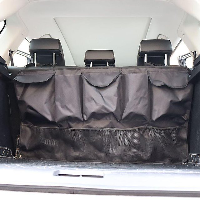 Organizador del baúl del automóvil, organizador para colgar en el baúl con 5 bolsillos profundos y 4 bolsillos de malla, organizador del asiento trasero del automóvil para SUV