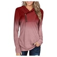 thumbnail image 1 of Chemises Femmes Décontractées d'Affaires Automne Hauts Manches Longues Chandail Col Roulé Dégradé Tee-Shirts Femmes Rouge P, 1 of 7