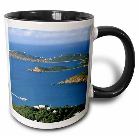 3dRose Caribbean, USVI, Ferry in St. Thomas harbor-CA37 WBI0066 - Walter Bibikow, Two Tone Black Mug,