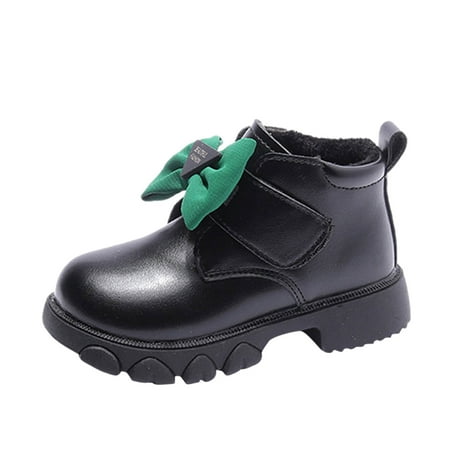

Jdefeg Snow Boots For Girls Size 4 Fashion Winter Children Boots Boys And Girls Ankle Boots Thick Soles Flat Bottoms Non Slip Plush Warm Hook Loop Colorblock Bowknot Saltwater Boots Girls Pu Black 32